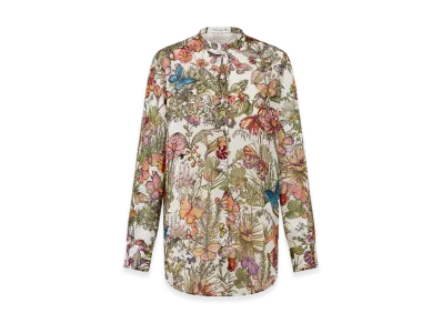 Dior Women's Blouse Voile Mexico Millefiori Motif "White/Multicolor"