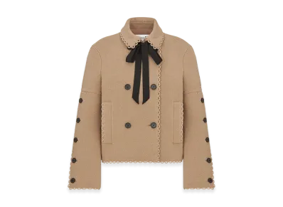 Dior Women's Peacoat Double Sided Virgin Wool Boucle "Beige"