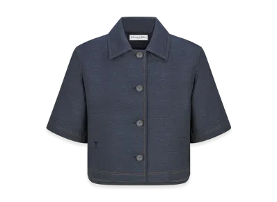 Dior Women's 2-In-1 Cropped Peacoat Denim Effect Technical Oblique Lining "Deep Blue"