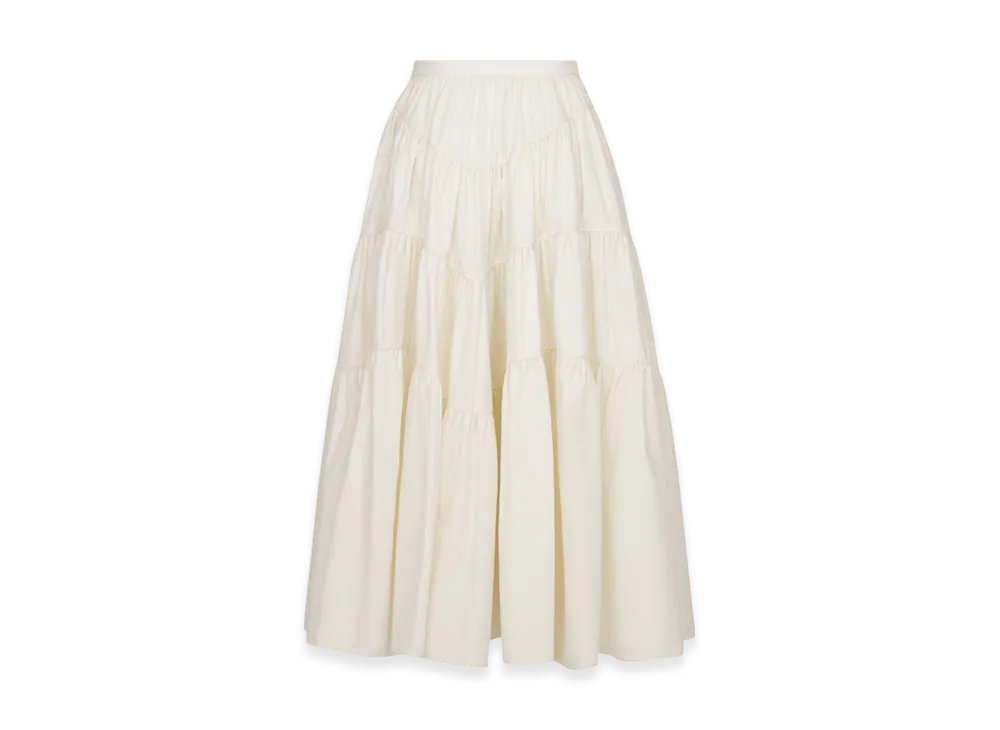 Dior Women's Flared Mid-Length Skirt Silk Poplin "Ecru"