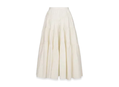 Dior Women's Flared Mid-Length Skirt Silk Poplin "Ecru"