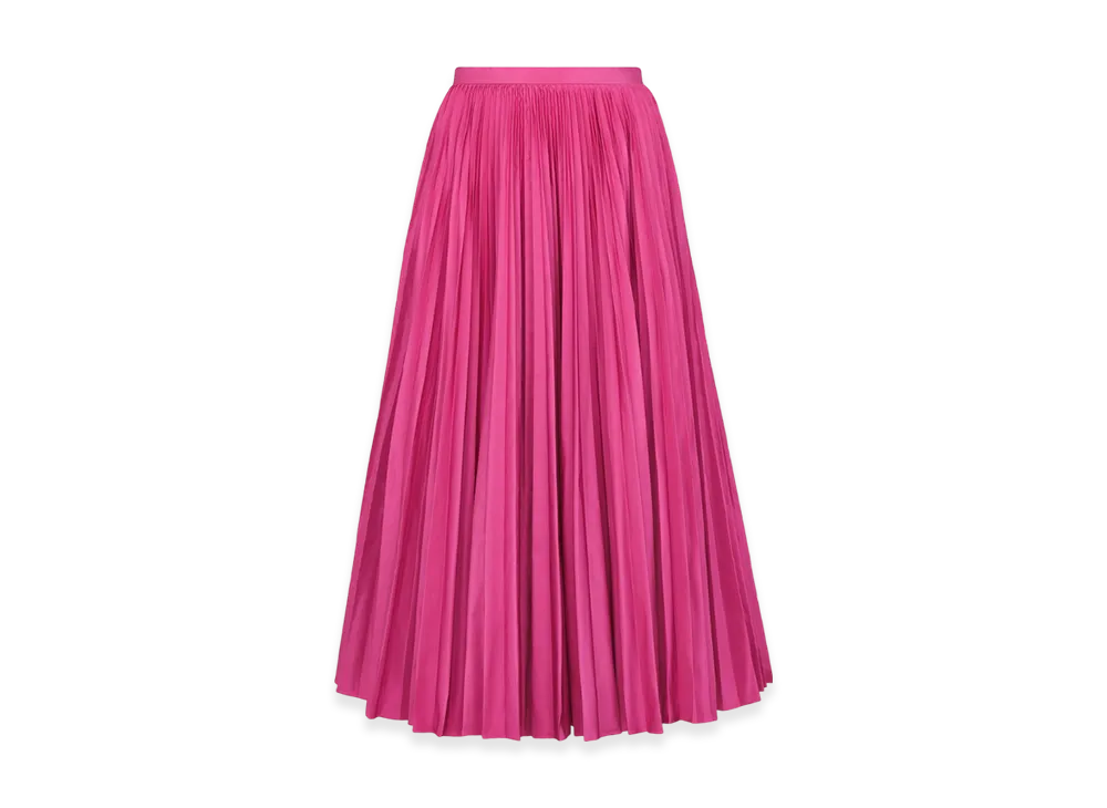 Dior Women's Mid-Length Pleated Skirt Technical Silk Taffeta "Passion Pink"