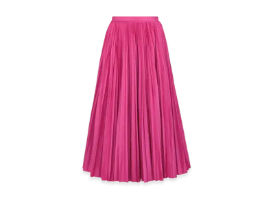 Dior Women's Mid-Length Pleated Skirt Technical Silk Taffeta "Passion Pink"