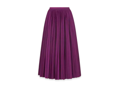 Dior Women's Mid-Length Pleated Skirt Technical Silk Taffeta "Mulberry"