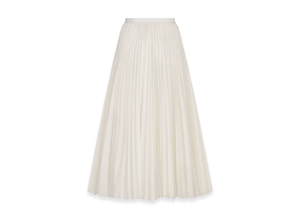Dior Women's Mid-Length Pleated Skirt Silk Poplin "Ecru"