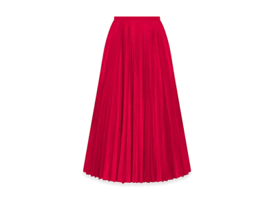 Dior Women's Mid-Length Pleated Skirt Amaryllis Silk Taffeta "Red"