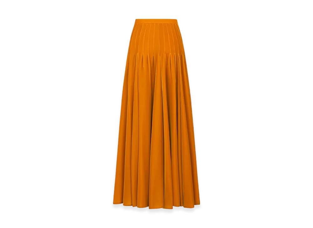 Dior Women's Long Flared Skirt Velvet "Orange"