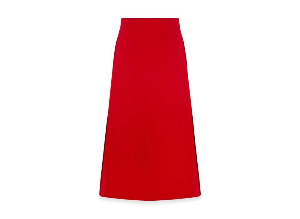 Dior Women's Mid-Length Straight-Cut Skirt Amaryllis Wool Silk "Red"