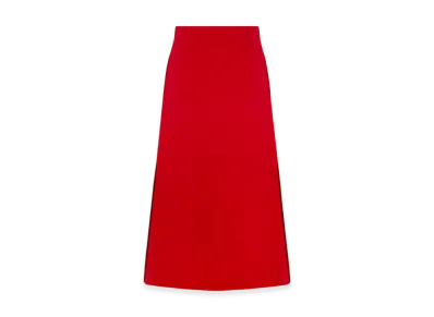 Dior Women's Mid-Length Straight-Cut Skirt Amaryllis Wool Silk "Red"