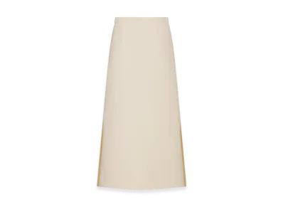 Dior Women's Mid-Length Straight-Cut Skirt Wool Silk "Ecru"