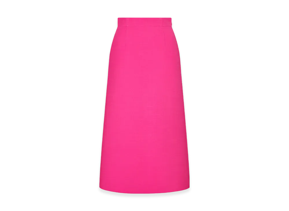 Dior Women's Mid-Length Flared Skirt Wool Silk "Passion Pink"
