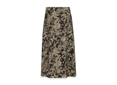 Dior Women's Mid-Length Flared Skirt Technical Jacquard Allover Butterfly Motif "Black/Gold"