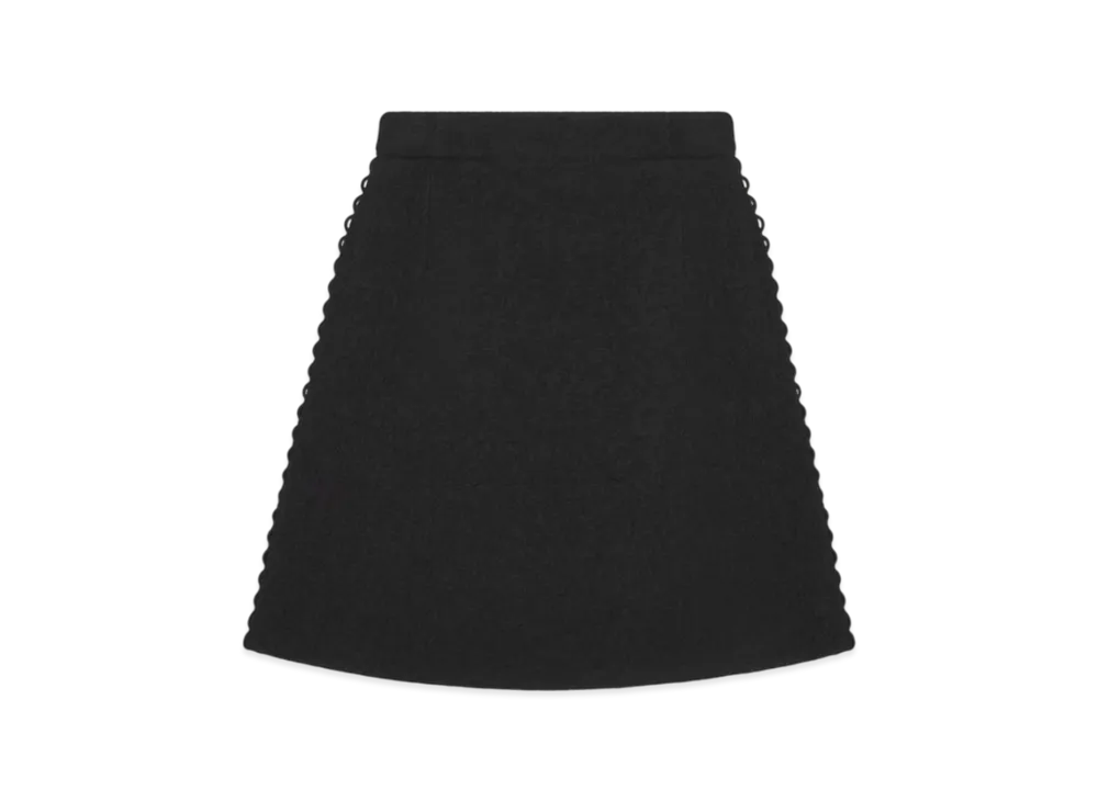 Dior Women's Double-Sided Virgin Wool Boucle Mini Skirt "Black"