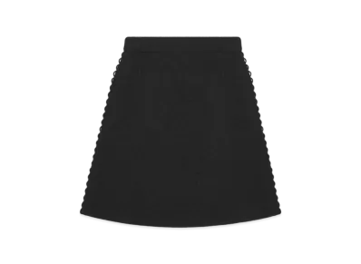 Dior Women's Double-Sided Virgin Wool Boucle Mini Skirt "Black"