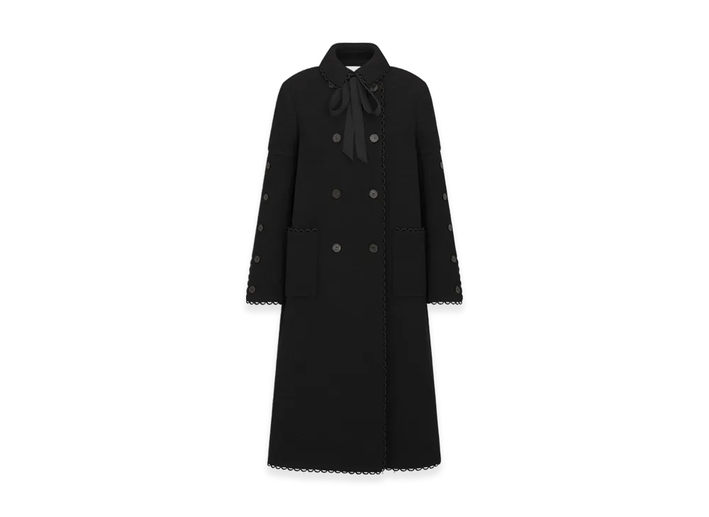 Dior Women's Coat Double Sided Virgin Wool Boucle "Black"