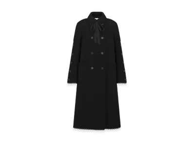 Dior Women's Coat Double Sided Virgin Wool Boucle "Black"