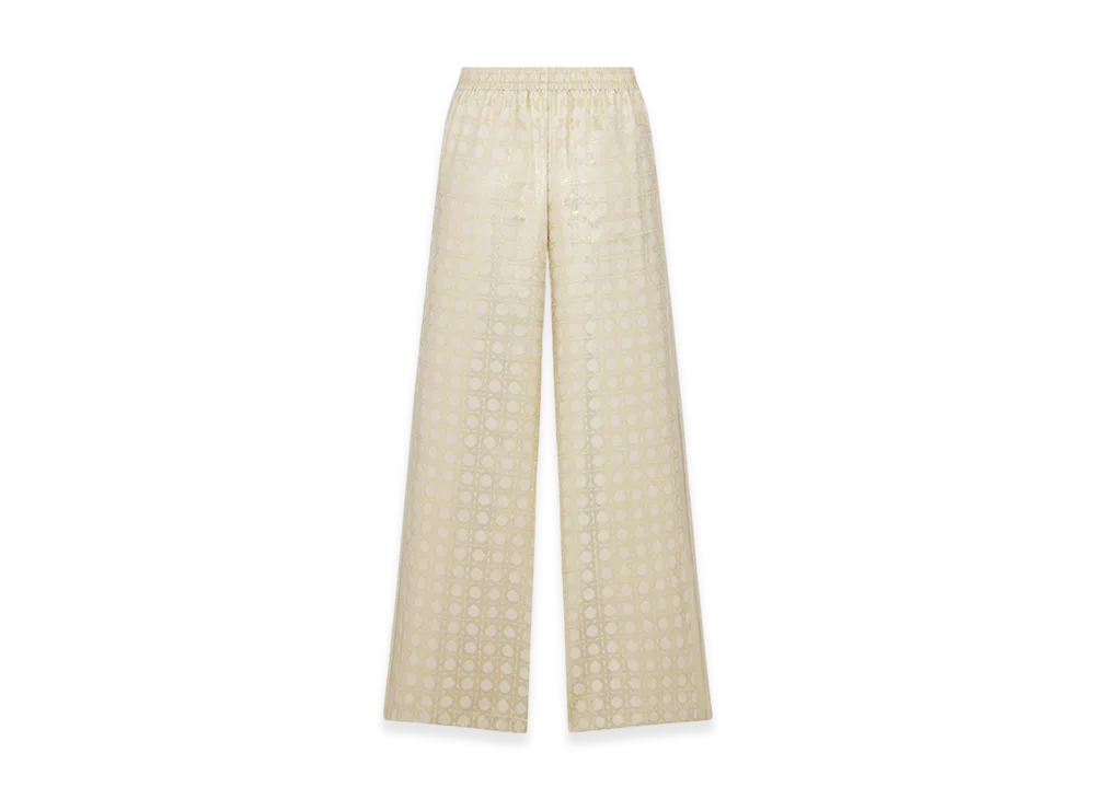 Dior Women's Or Macrocannage Pants Silk Twill Motif "Gold"