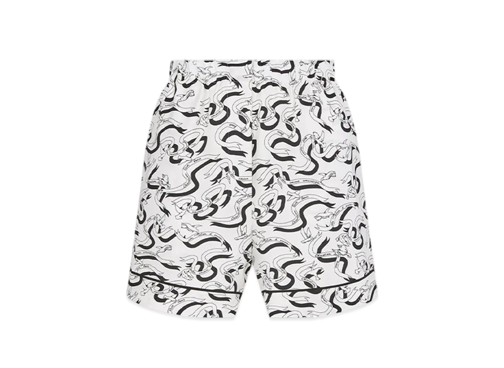 Dior Women's Shorts Silk Twill Colombe E Cartigli Motif "White/White/Black"