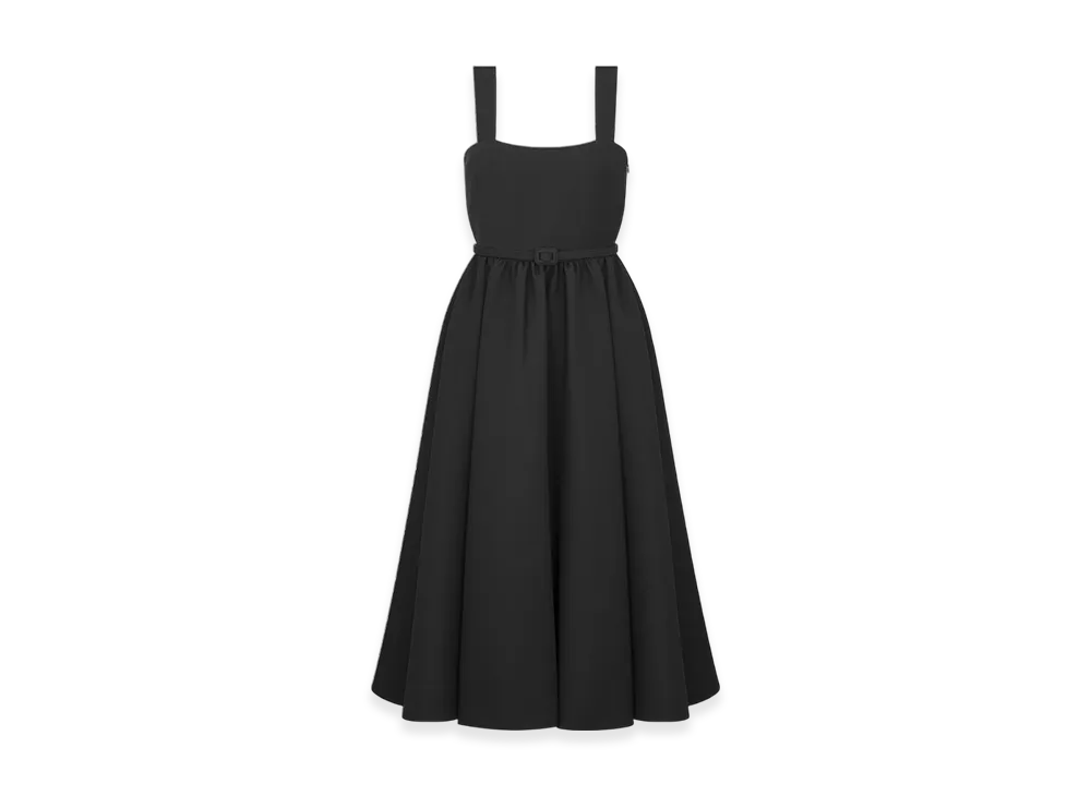 Dior Women's Mid-Length Belted Dress Wool Silk "Black"