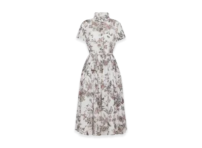 Dior Women's Mid-Length Shirt Dress Voile Toile Mexico Motif "White/Pastel Pink"