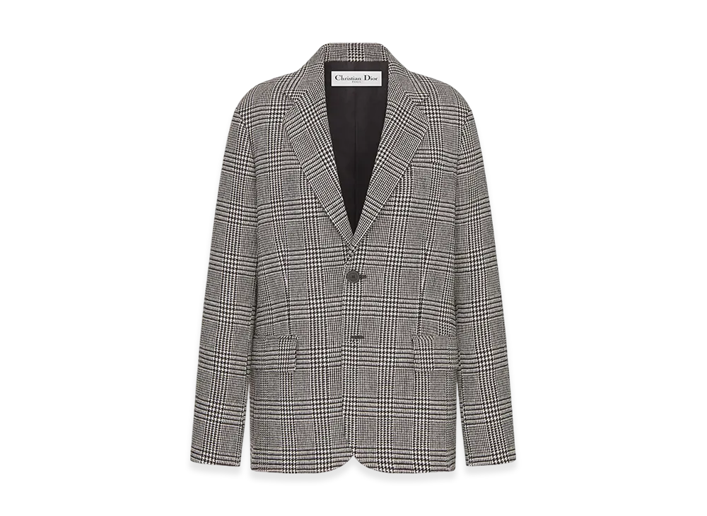 Dior Women's Blazer Virgin Wool Prince Of Wales Motif "Gray"