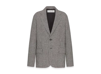Dior Women's Blazer Virgin Wool Prince Of Wales Motif "Gray"