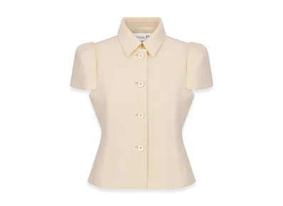 Dior Women's Fitted Short-Sleeved Jacket Wool Silk "Ecru"