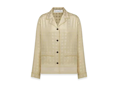 Dior Women's Or Macrocannage Shirt Silk Twill Motif "Gold"
