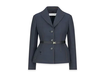 Dior Women's 2-In-1 Belted Jacket Denim Effect Technical Oblique Lining "Deep Blue"