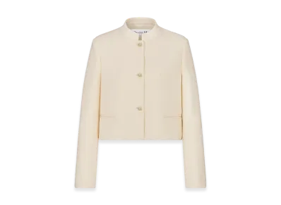 Dior Women's Cropped Jacket Wool Silk "Ecru"