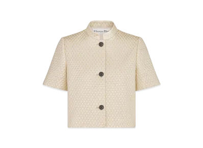 Dior Women's Or Cropped Jacket Technical Wool Silk "Gold"