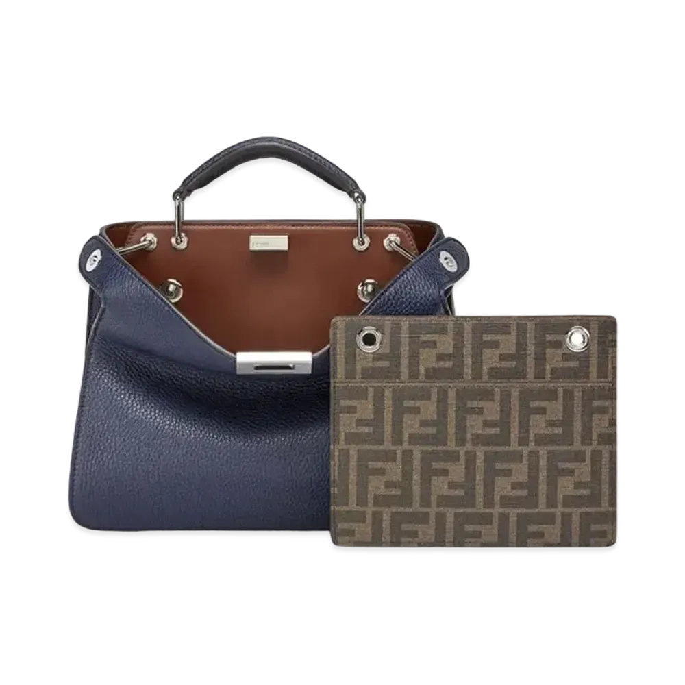 FENDI Peekaboo I See U Small Leather Bag "Blue"