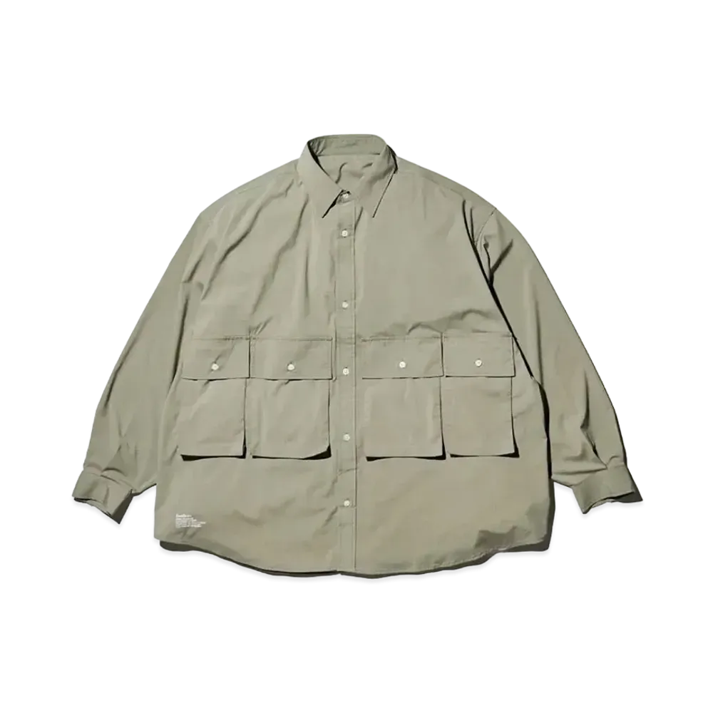 FreshService Micro Typewriter Flap Pocket L/S Shirt "Sage"