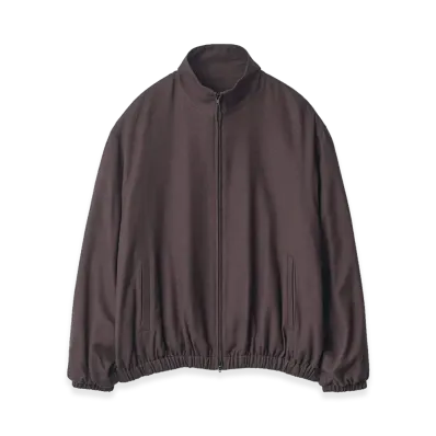 ssstein Rayon Silk Flannel Shirred Light Zip Jacket "Charcoal"