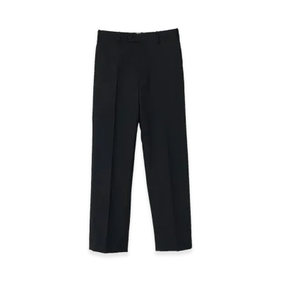 YOKE Wool Tropical Straight Trousers "Black"