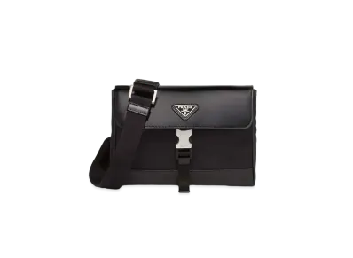 PRADA Re-Nylon And Leather Shoulder Bag "Black"