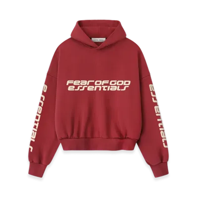 FEAR OF GOD ESSENTIALS Cropped Relaxed Hoodie "Crimson"