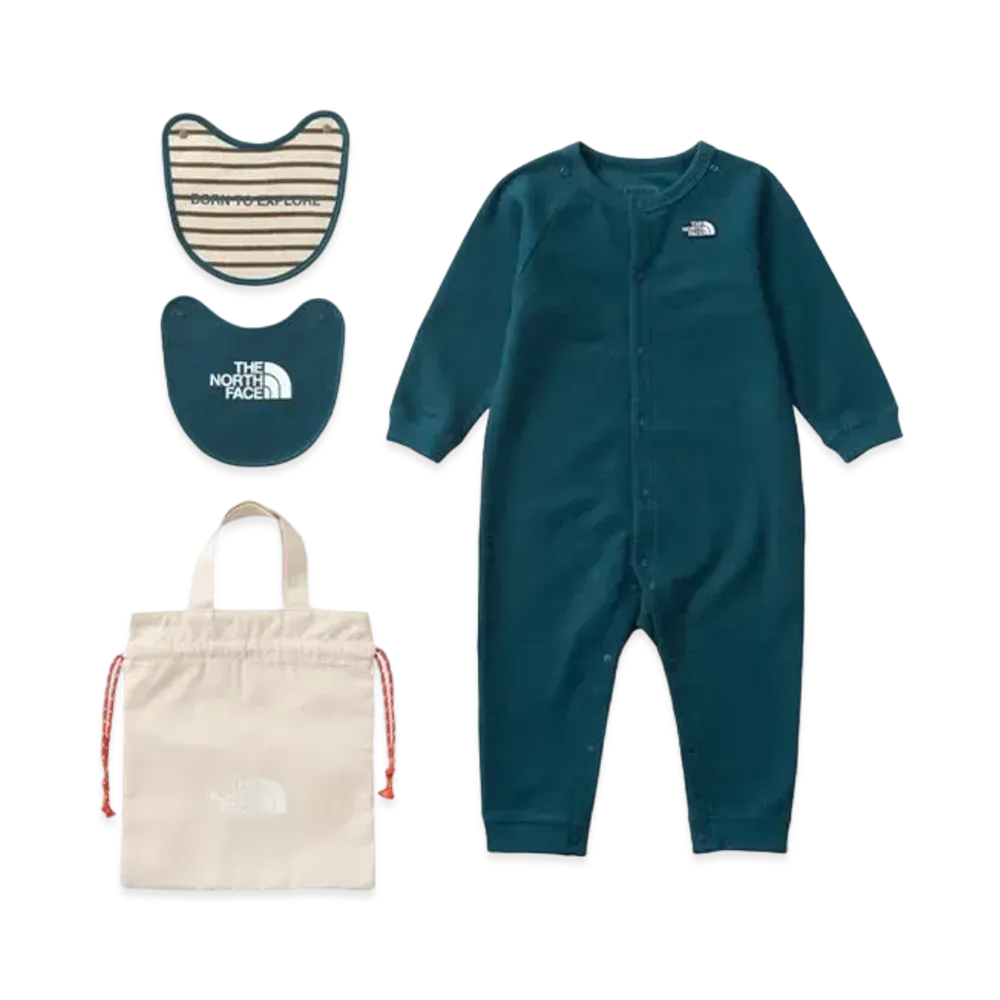 The North Face Baby Long Sleeve Romper & 2P Bib "Navy"