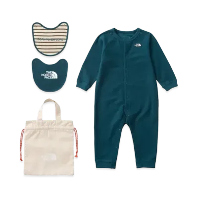 The North Face Baby Long Sleeve Romper & 2P Bib "Navy"