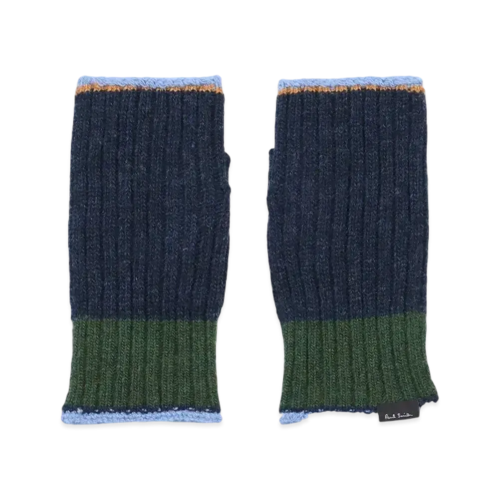 Paul Smith Contrast Color Half Gloves "Navy"