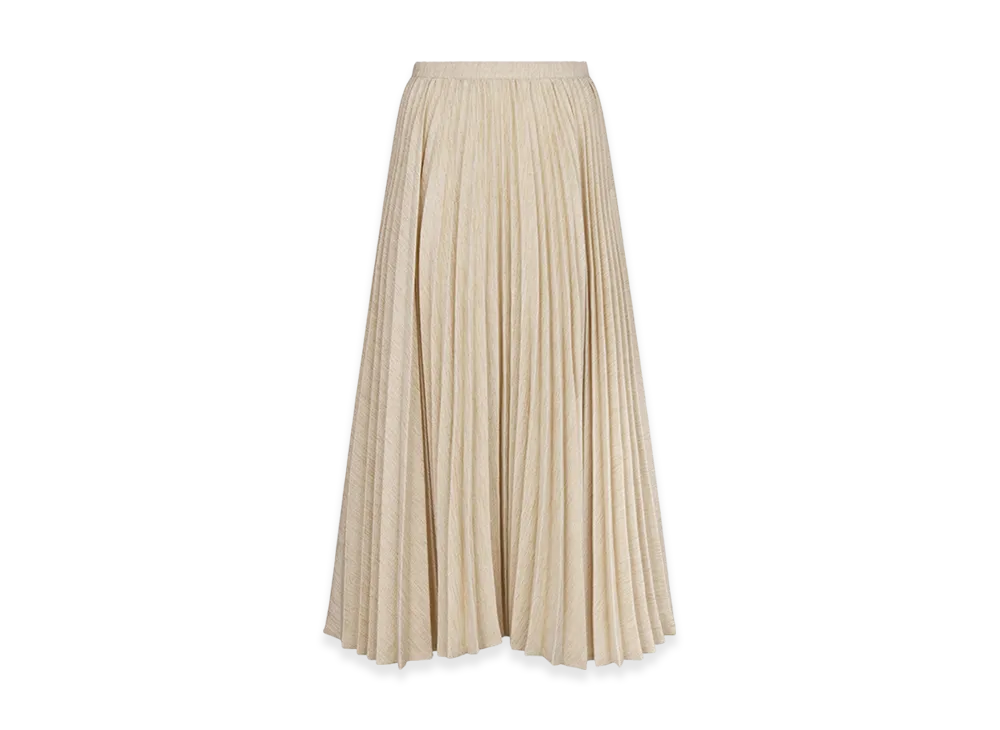 Dior Women's Or Mid-Length Pleated Skirt Iridescent Lightweight Denim "Gold"