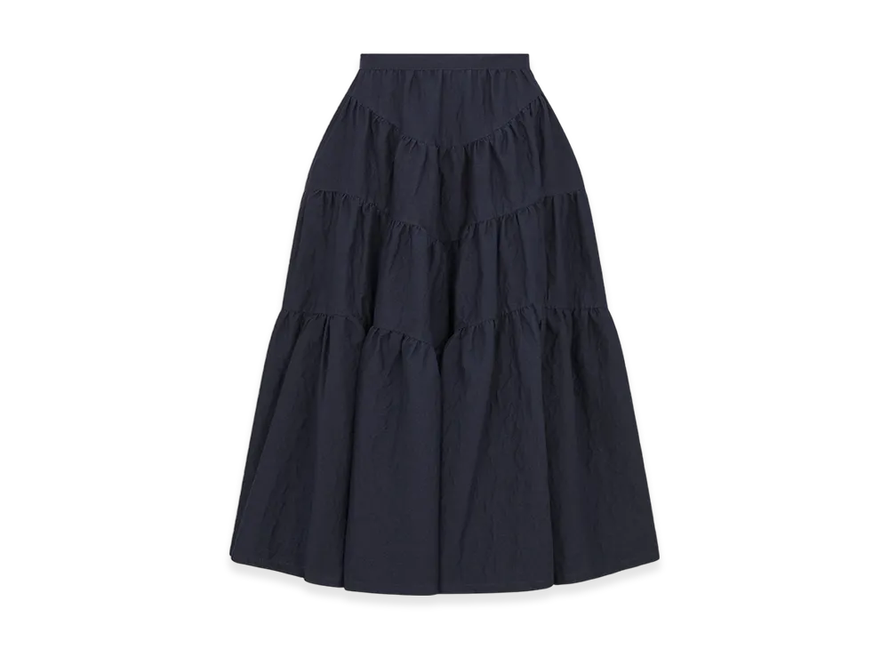 Dior Women's Flared Mid-Length Skirt Cloque Cotton Denim "Deep Blue"