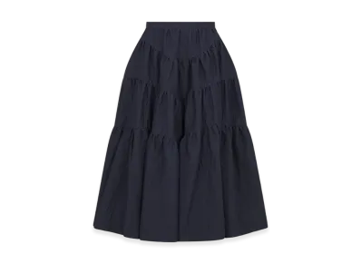 Dior Women's Flared Mid-Length Skirt Cloque Cotton Denim "Deep Blue"