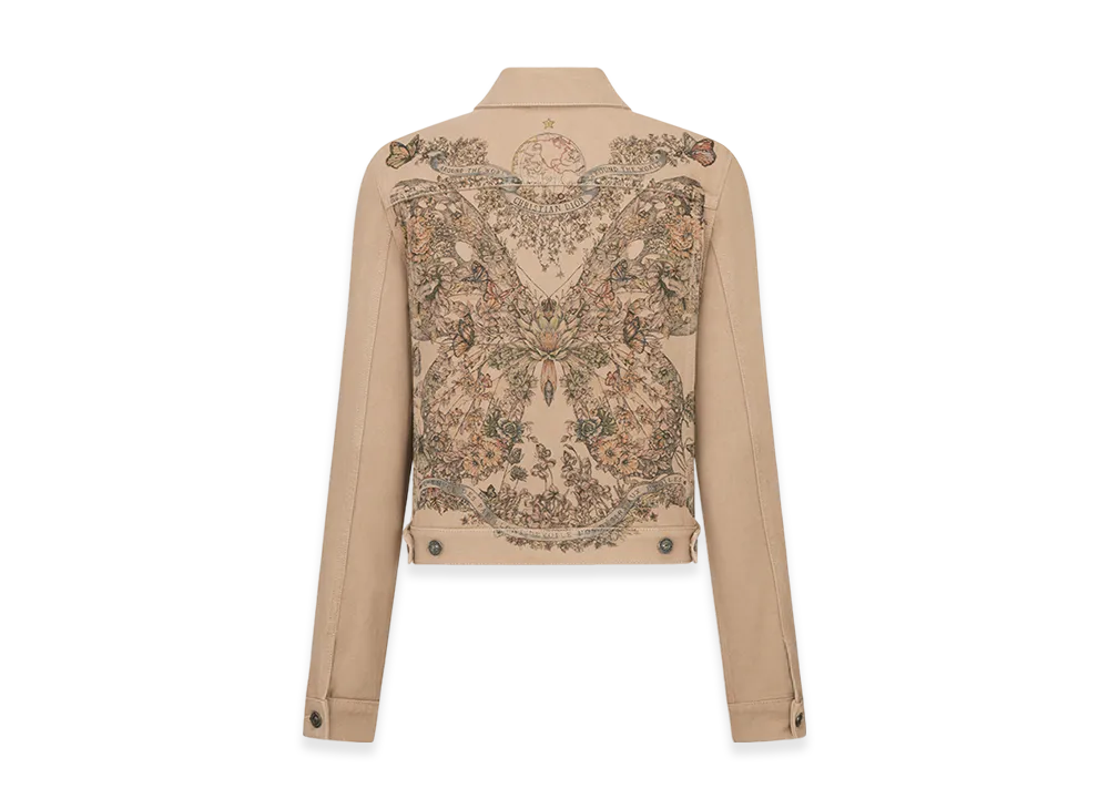 Dior Women's Jacket Denim Butterfly Around The World Motif "Beige/Multicolor"