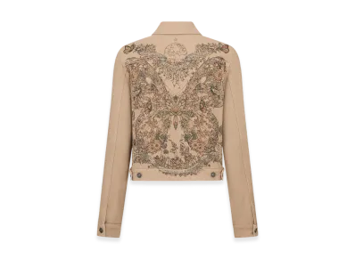 Dior Women's Jacket Denim Butterfly Around The World Motif "Beige/Multicolor"