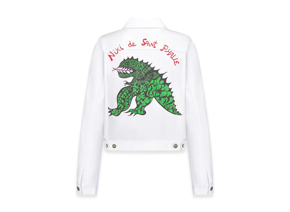 Dior Women's Jacket Denim Dragon Motif "White/Multicolor"