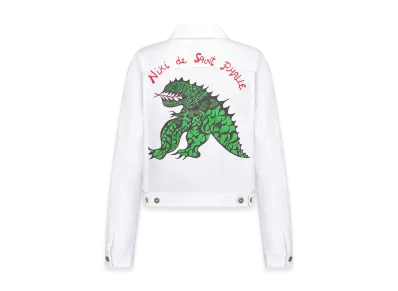 Dior Women's Jacket Denim Dragon Motif "White/Multicolor"