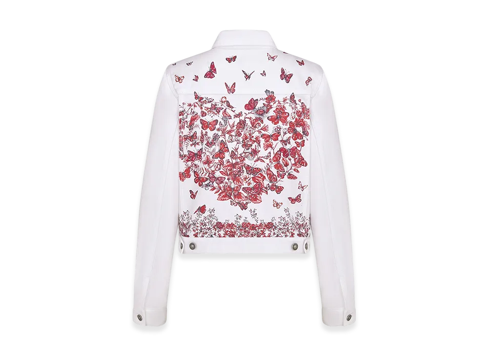Dior Women's Jacket Denim Le Coeur Des Papillons Motif "White/Red"