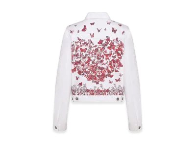 Dior Women's Jacket Denim Le Coeur Des Papillons Motif "White/Red"