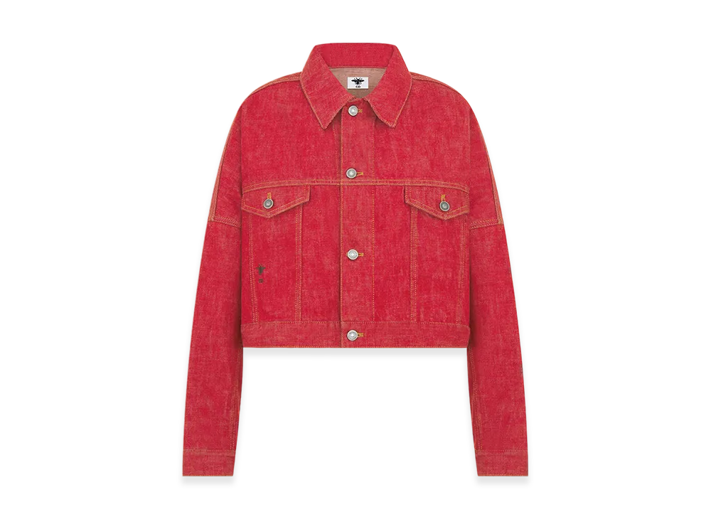 Dior Women's Cropped Jacket Amaryllis Denim "Red"
